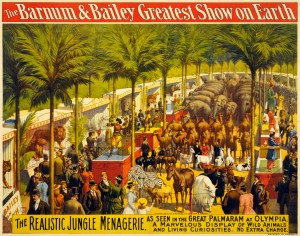 Vintage circus poster for Barnum and Bailey, 1897